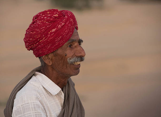 Jaisalmer, Rajasthan, India, November 11, 2024. Portrait of Villager of Jaisalmer in Traditional Cloths