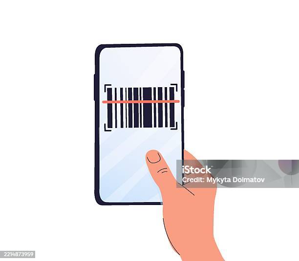 Barcode Scan Sign Smart Retail Concept Barcode Scanning Hands Using Barcode Scan For ...