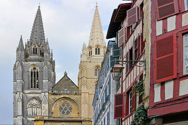 Bayonne cityscape featuring its cathedral (France).