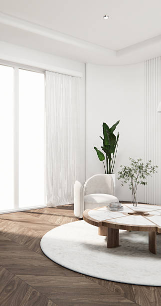 istock Scene mockup Modern japan sofa armchair minimalist design muji style.3D rendering 2214877614