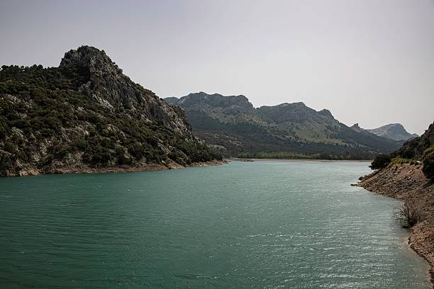 water reservoir in the Serra de Tramuntana mountain region on the Spanish island of Majorca