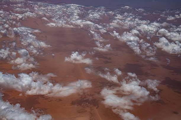 cloud sky above the Sahara desert in Algeria viewed from an airplane