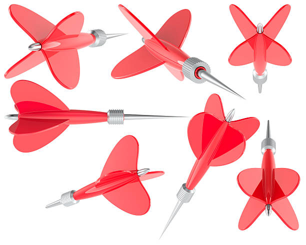 istock Set of red darts, different views and angles. 3D rendering 2214880037