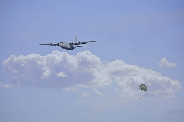 c130 Hercules plane parachute drop