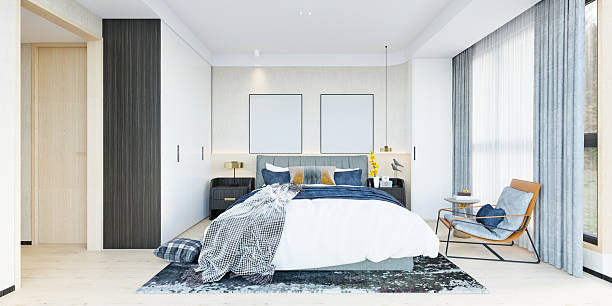 istock elegant luxury bedroom, hotel room, 3d rendering 2214891824