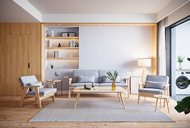 istock Modern living room and dining space. 3d rendering 2214892151