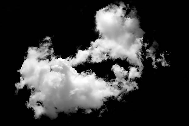 istock Large white clound isolated on black background. Large white clouds overlay, White clouds are at the bottom of the  black background. 2214893949