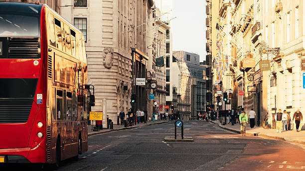 istock Street with bus in London 2214901435