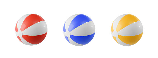 istock Realistic beach balls isolated on white background. Pool toy for swim Inflatable ball for beach and water games. Vector3d cartoon illustration 2214903058