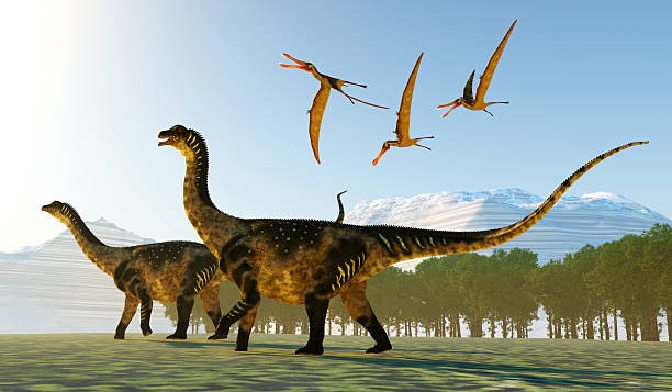 istock Antarctosaurus and Anhanguera Pterosaurs 2214903650