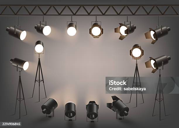 Studio Light Instrument Studio Light Equipment Set Realistic Spotlight Lamps With Various ...