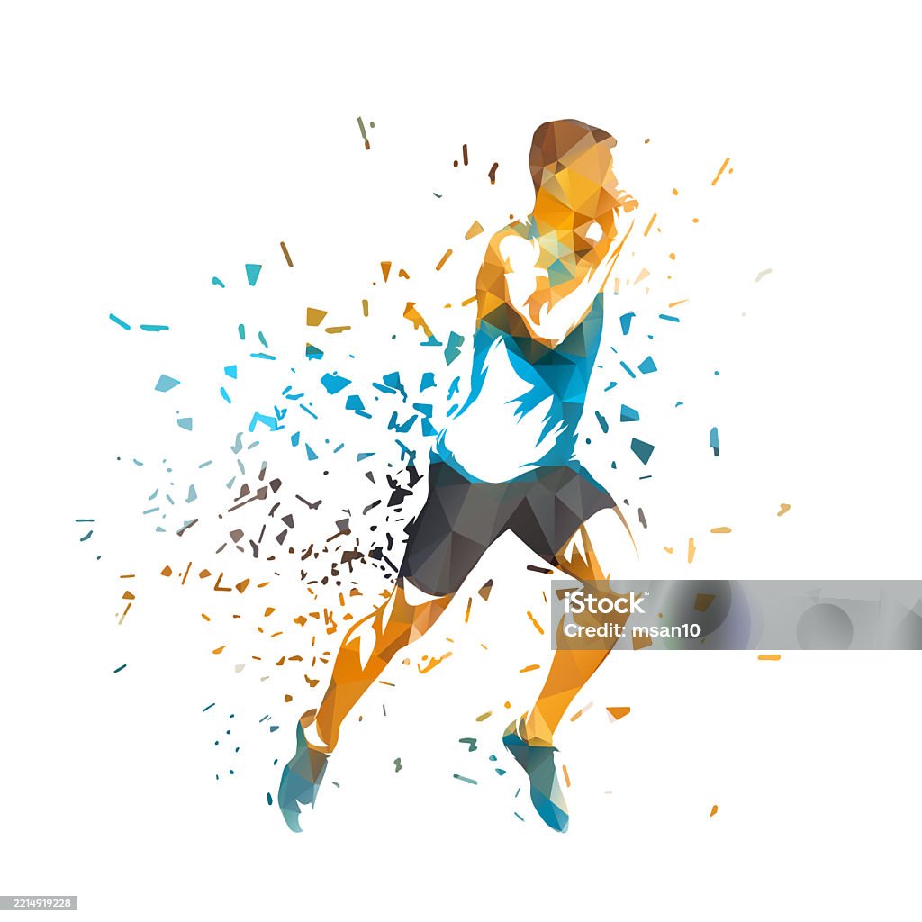 Drowing Sprinter Run Athletics Running Man Male Sprinter Low Polygonal Isolated Vector ...