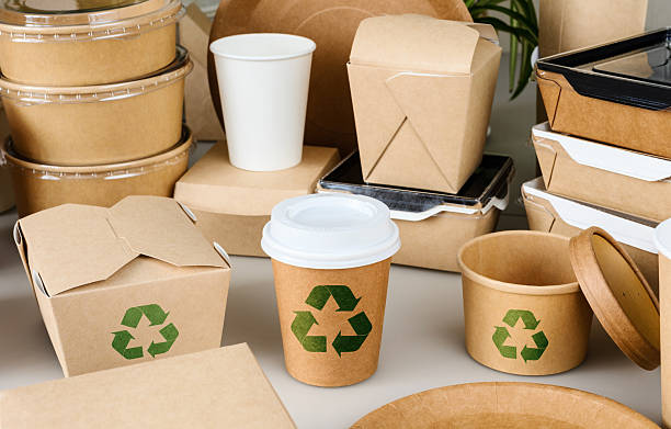 istock Paper picnic tableware. Recycling and ecology concept. Environmental protection 2214934438