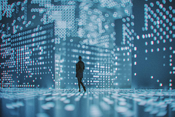 istock Woman standing in VR environment 2214954848