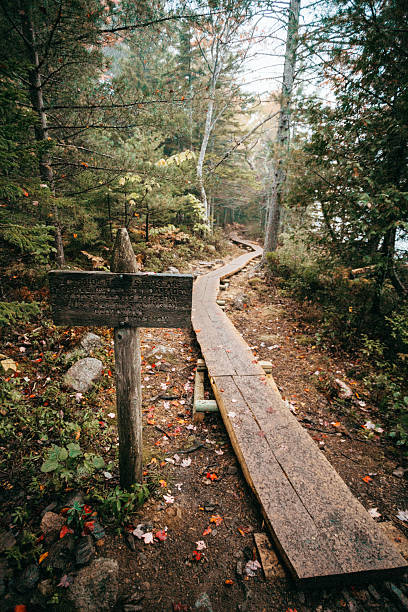istock Jordan Pond Trail Information Sign, Acadia National Park 2214964111