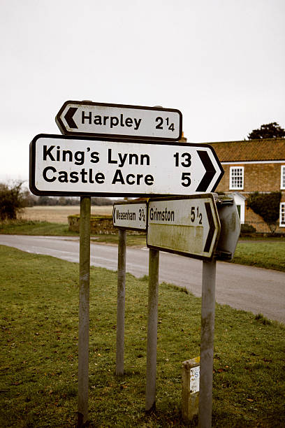 istock Weathered directional road signs in Great Massingham, England 2214964137
