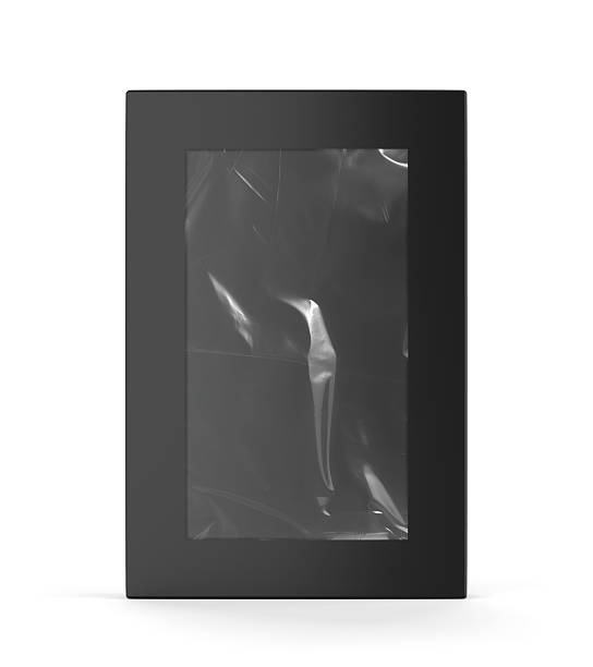 istock White paper window box mockup, transparent plastic box with cellophane window, mock up template on isolated white background, 3d illustration 2214974482