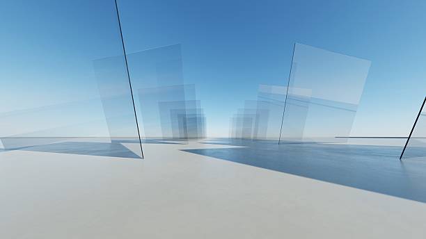 istock 3d illustration of abstract minimal architecture background, geometric architectural with chrome or glass design 2214985592