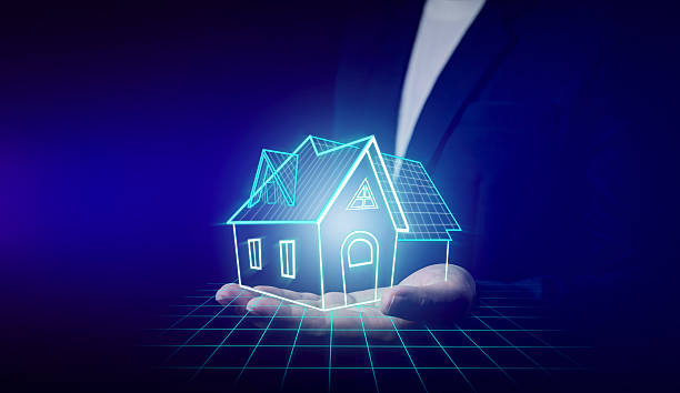 istock Man shows virtual house structure. Concept of architects in creating smart building systems. 2214989592