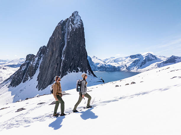 istock Hikers Trekking Through Snowy Mountain Landscape 2214992428