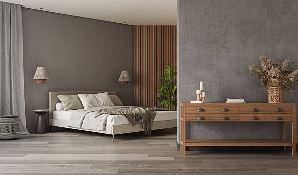 istock Contemporary interior design of the bedroom. Interior mockup, 3d render 2214993875