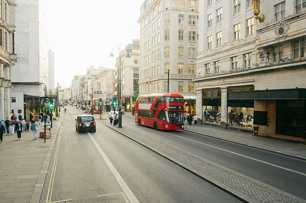 istock Street with bus in London 2214995850