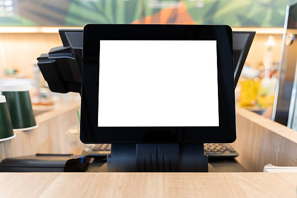 istock A terminal machine in a store, mock up design. Blank display of self-service touchscreen in fast food restaurant. 2215003244