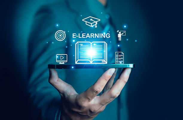 istock Man holding smartphone with virtual screen. Online education concept. Choose the correct answer. Online digital technology concept. Internet learning training course. Digital. 2215004836