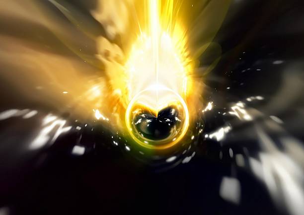 3d illustration of a golden glittering light circle on a black background with text space