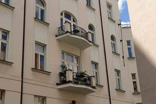 istock An Elegant Balcony Located on a CreamColored Apartment Building 2215007270
