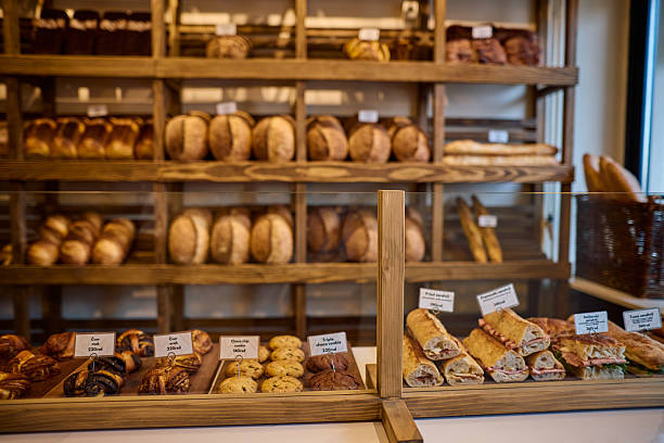 istock Displaying fresh bread, pastries and sandwiches in a bakery shop 2215007585