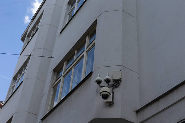 Germany, Berlin, July 07, 2024 -Security camera on a house wall