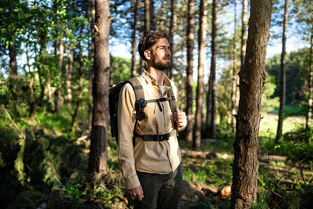 istock Hiker exploring a forest trail on a sunny day surrounded by nature 2215011063
