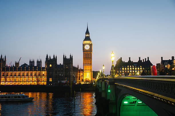 The Big Ben and Westminster Bridge in London at night