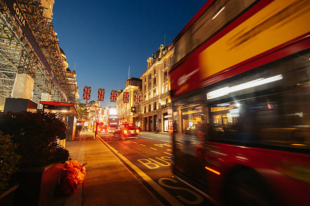 Regent street in London at night