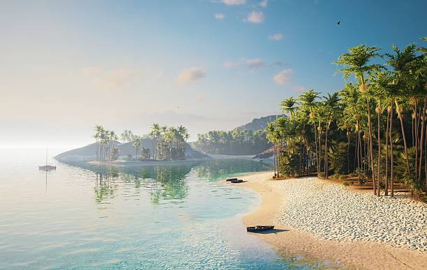 istock A Serene Tropical Landscape featuring Clear Waters and Lush Vegetation all around it 2215021709