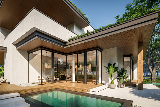 istock 3d rendering of two-story house with concrete facade 2215023546