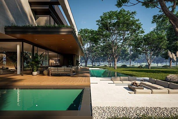 istock 3d rendering of two-story house with concrete facade 2215023555