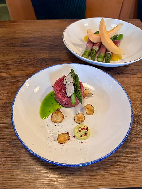 istock Beef tartare with truffles and asparagus 2215034084