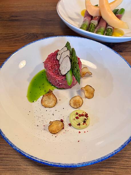 istock Beef tartare with truffles and asparagus 2215034266