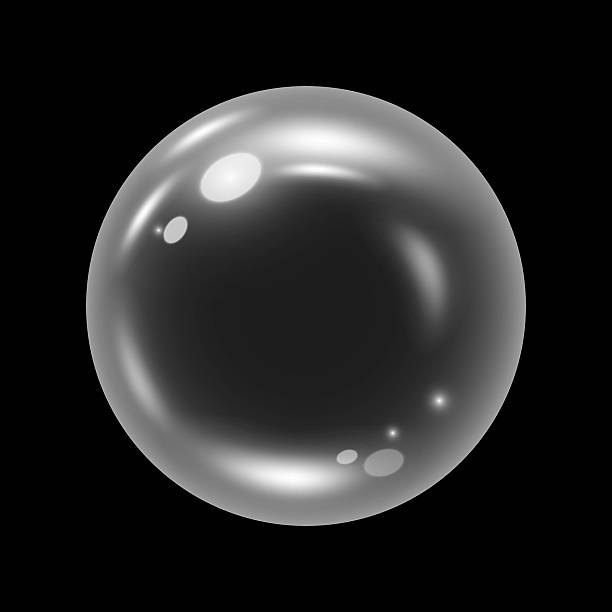 istock Glass realistic ball 3d, Soap air bubble foam with glare and glow, Vector illustration 2215037189