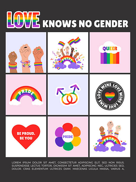 istock LGBTQ poster, banner, card or cover with rainbow symbol and elements. Vector design template for Pride Month celebration 2215040071