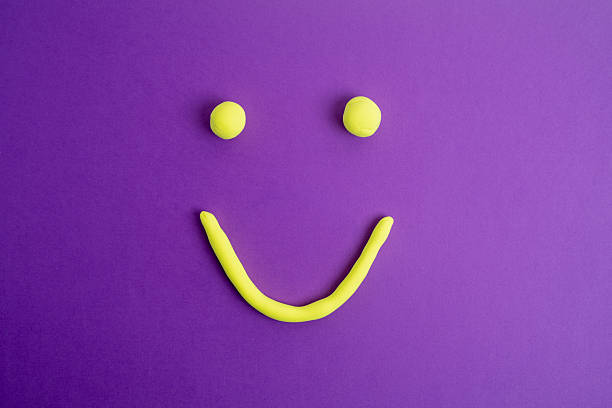 Cheerful emotion on color background. Mood concept