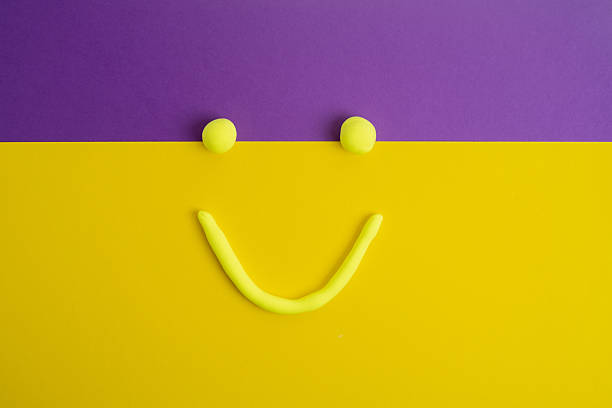 Cheerful emotion on color background. Mood concept