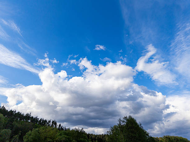 istock A blue sky with some clouds and trees in the background 2215042603