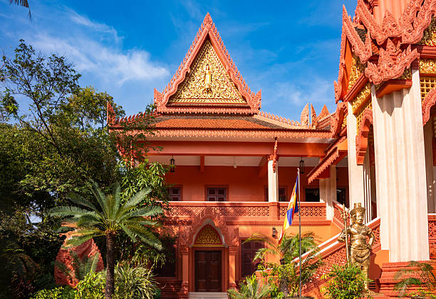Building in Siem Reap, Cambodia. Traditional asian architecture