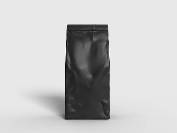 istock 3D Realistic blank black pouch plastic bag mockup with zipper isolated. Ziplock bag product containers for branding coffee, candy, spices, food pouch, snack sachet or resealable packaging 2215045354