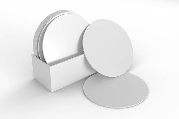 istock 3D Round drink or beer coaster mockup with holder, isolated on background. Protection bierdeckel for beer glasses, bottle, can, cup holder. Empty bottle coaster lying template for beverage branding 2215045407