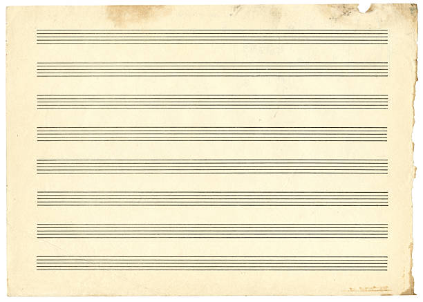 istock Brownish sheet of musical notebook in a line for writing notes. Five-line staff without a key. 2215050998