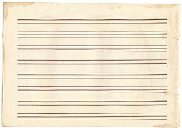 istock Empty retro music notebook sheet in a ruler for recording notes. Five-line staff without a key. 2215051033